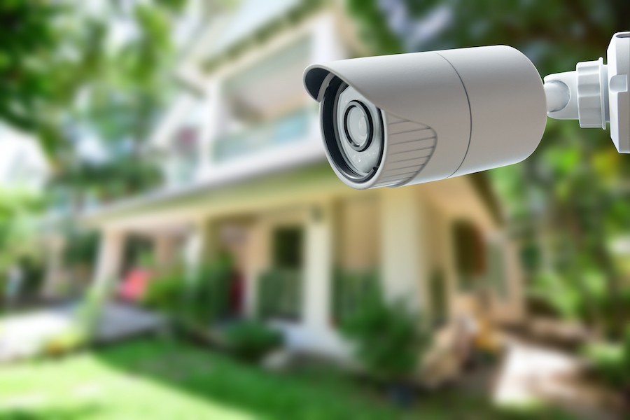 A home security camera keeps an eye on activity outside your home.